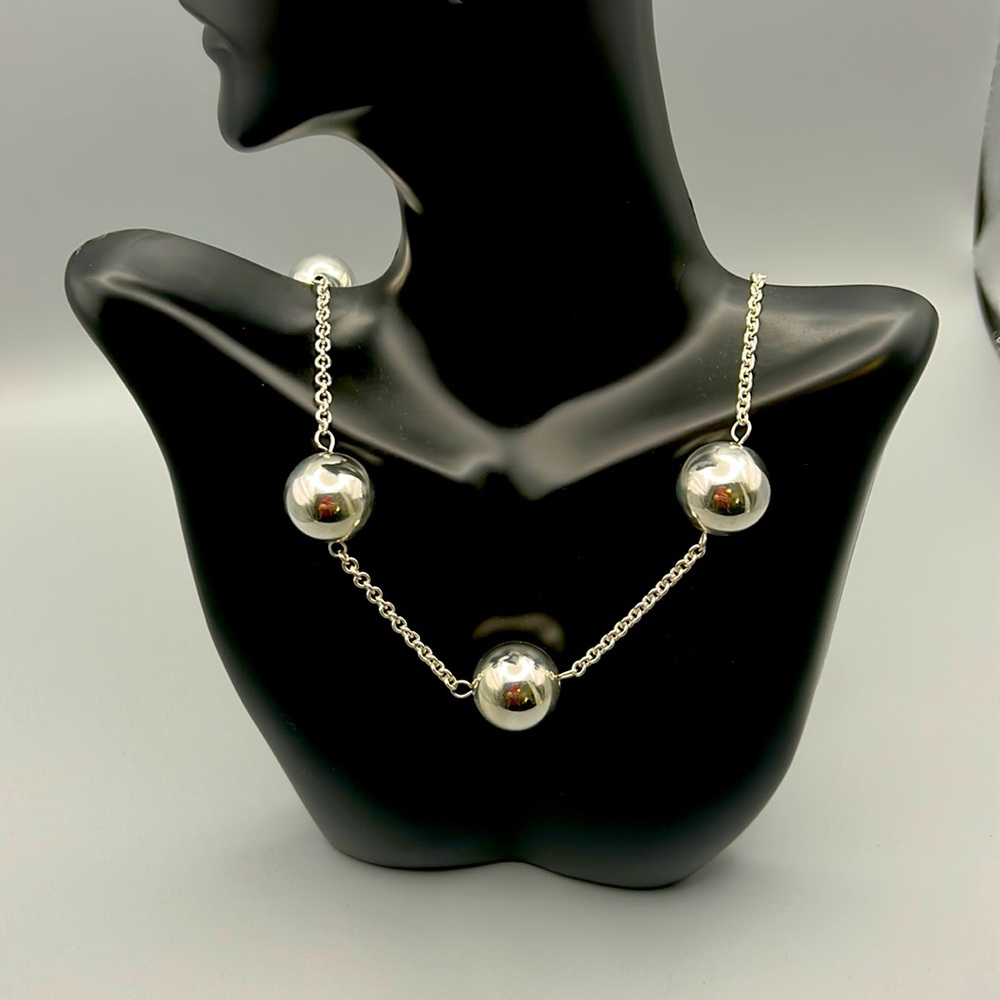 24 inch 925 ESPO J Esposito Silver Bead Toggle Necklace